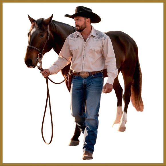 Jean Paul Da’mage Men’s Western-Style Boot-Cut Jeans. Medium-Blue. 38 x 32 - Picture 5 of 13